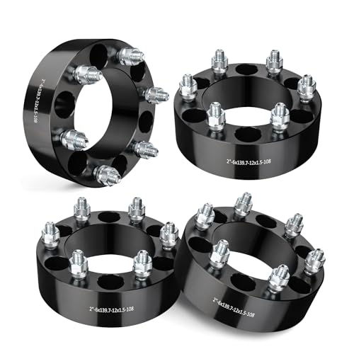EVIL ENERGY 6x5.5 Wheel Spacers 2 inch Compatible with Tacoma 1995-2023 6x139.7 mm 6 Lugs 108 mm Hub Bore M12x1.5 Studs Black Not Hubcentric