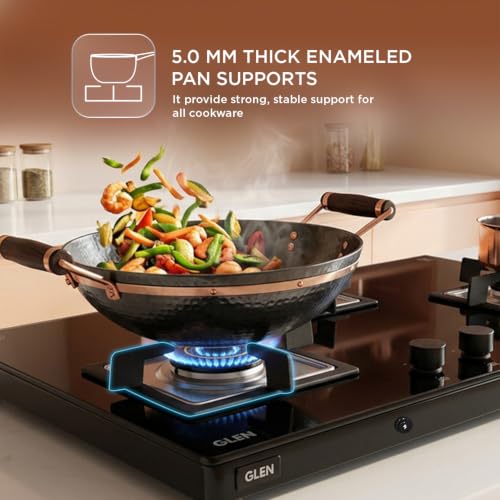 Image of Glen Ultra Slim Premium LPG Gas Stove 3 Burner | 8 MM Thick Toughened Glass Top | Auto Ignition | 1 Jumbo Forged Brass Burner | 2 years standard and 5 years glass Warranty | 1037USTNAI