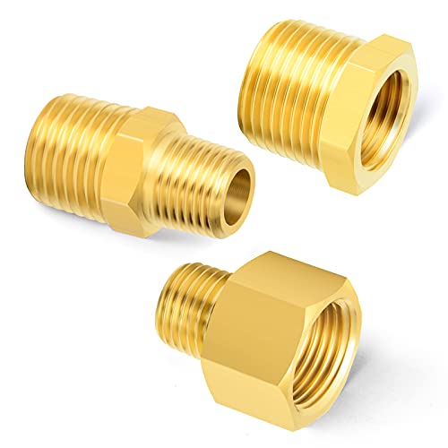 Gasher 15Pcs Brass Pipe Fitting, Hex Bushing, Reducer Adapter, Reducing Hex Nipple 3/8 Inch Npt X 1/4 Inch Npt #TOP6
