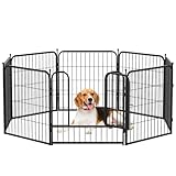 The Fellie Metal Dog Pen 8 Panel, Heavy Duty Dog Fence with Door for Outdoor, Foldable Puppy Pen Indoor, Pet Exercise Run Cage, Black, 60 x 60cm - Image 1