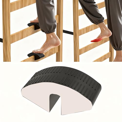 1 Pack Dorm Bed Ladder Foot Support - Newly Upgraded Heavy Duty (0.24 Lbs) Anti-Slip Plastic Step Pad, Tool-Free Snap-On Foot Saver for 0.77 Inch Rounded-Top Loft Beds/Bunk Beds（Black&White)
