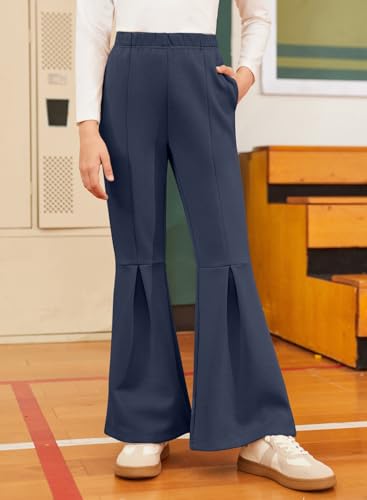 blibean Girls Bell Bottoms Pants School Uniform Stretchy Leggings Size 6-15 Years2