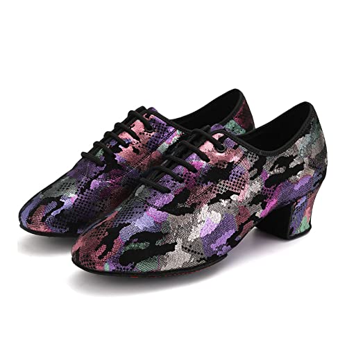 SWDZM Men&Women Ballroom Dance Shoes Lace up Modern Latin Salsa Performance Practice Dancing Shoes2