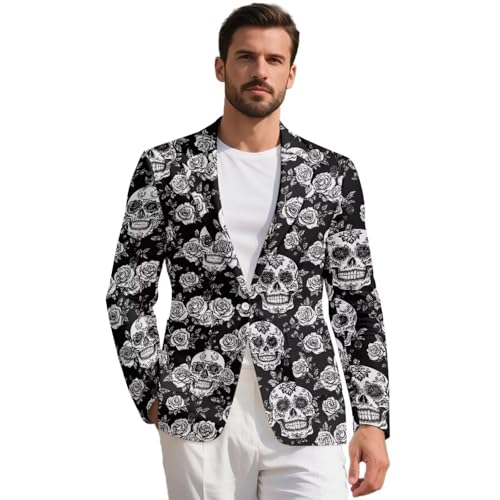 Mens Halloween Sport Jacket Regular Fit Men's Suit Jacket for Banquet Costume Party Mens Sport Coats with Pockets