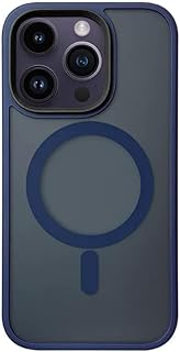 جراب حماية مغناطيسي من نيكست ستور متوافق مع موبايل آيفون 15 برو ماكس، جراب حماية من السقوط من الدرجة العسكرية مضاد للصدمات وشفاف غير لامع (أزرق)