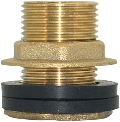 VARMHUS Solid Brass Bulkhead Fitting,2 Rubber Seal Washers, NPT Female to NPT Male Thread Water Tank Connector for Rain Barrels Aquariums (2PCS 3/4" Female 1/2" Male)