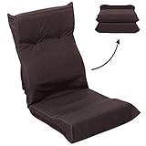 FLOGUOR Ergonomic Floor Gaming Chairs Multi-Angle Adjustable Floor Lounger Sofa Folding Fabric Lazy Sofa Easy for Storage Comfortable Padded Gaming Chair for Adults Factory Price (Coffee) 128CO
