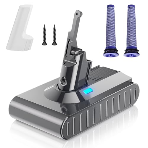 Upgraded 21.6V 7000mAh Replacement for Dyson V8 Battery 215681 967834-05 Compatible with Dyson V8 SV10 Absolute/Animal/Motorhea/Fluffy Carbon Fiber SV10 Cord-Free Handheld Vacuum Li-ion,Filters