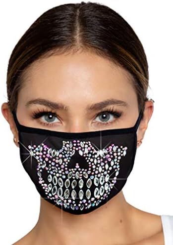 Leg Avenue Women's Halloween Skull Costume Rhinestone 3D Fashion Face Mask, Skeleton, One Size US