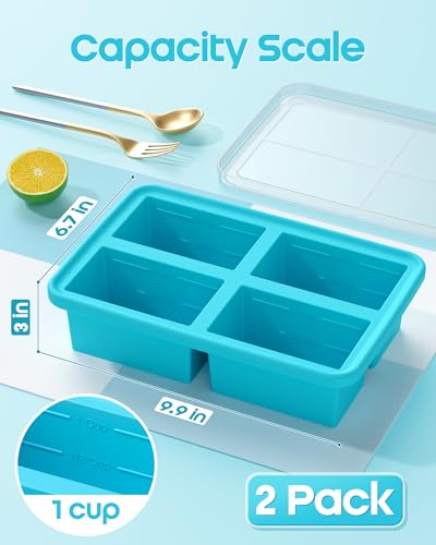 Image of KEMETHY Silicone Honeycomb Ice Cube Tray with Lid, 37 Cavity, Flexible, for Freezer, Whiskey, Bar, Pack of 2 (4 Cavity)