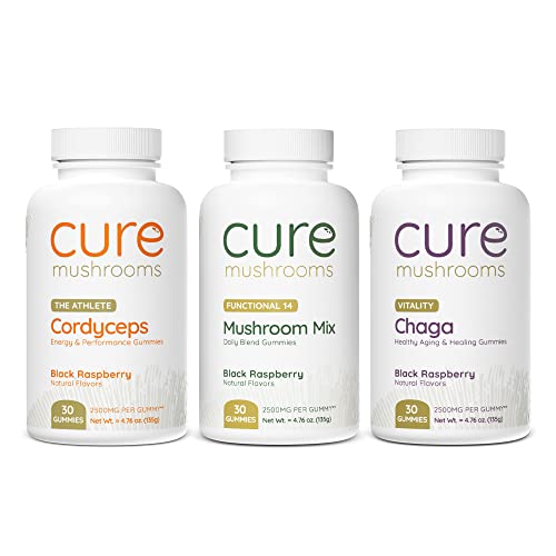 Cure Mushrooms The Starter Pack - Cordyceps - Mushrrom Mix- Chaga - Delicious Fruit Gummy #TOP20
