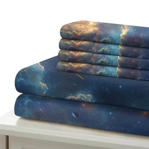 Housse de couette 3D espace imprimé haute définition parure de lit microfibre soyeuse