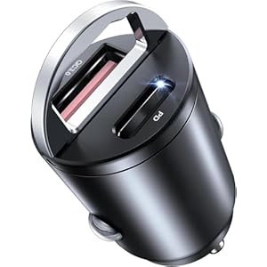 Seseno Car Charger, USB C Car Charger Total 60W [USB C 30W+USB A 30W] PD3.0 Fast Charge Cigarette Lighter USB Charger,Metal USB Car Charger Adapter for iPhone 13 14 15,Google Pixel Samsung Galaxy etc