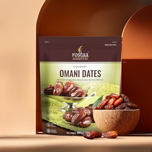 Image of Rostaa Gourmet Omani Dates 680gms | Best in Quality Khajoor, Khajur | Boosts Immunity & Energy | Supports Hormone Balance | Rich in Fiber & Antioxidants | Premium 100% Natural Snack
