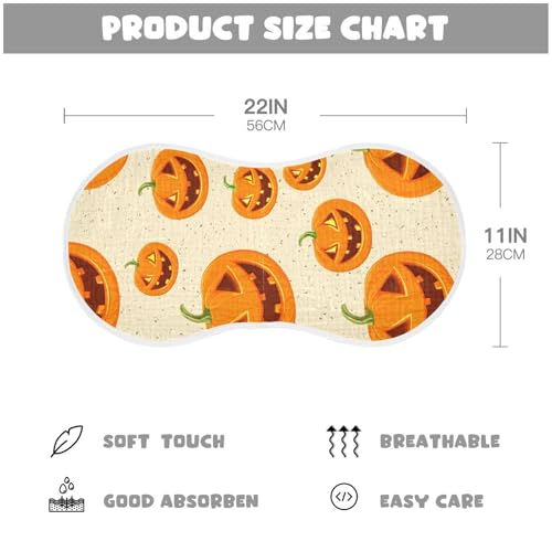 2 Pack Baby Burp Cloths, Soft Absorbent Burping Cloths for Babies, Cotton Milk Spit Up Rags, Large Size for Newborns, Baby Boys and Girls (Lantern Pumpkins Pattern)4