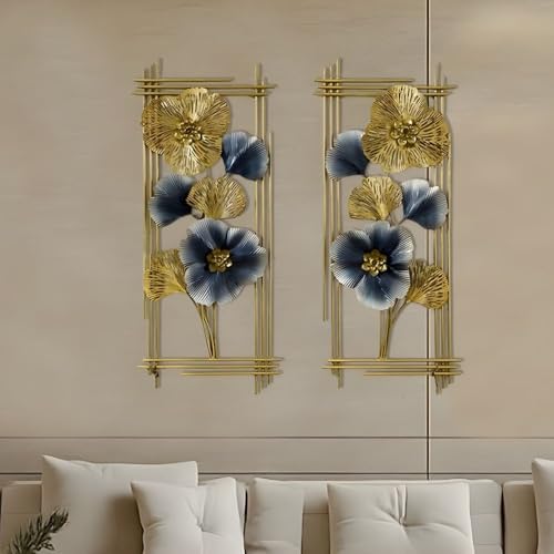 Image of SHREE 'O' GREEN TECH - Set of 2 Big Metal Multicolor Wall Art Decorative Leaf Handcrafted Wall Hanging Sculpture Frame for Living Room, Bedroom, Hallway, Hotel, Office & Restaurant
