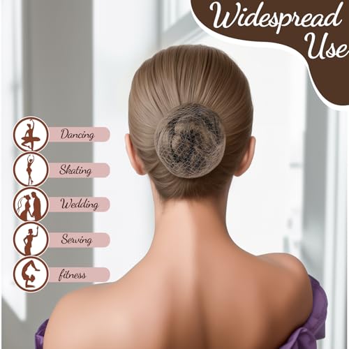 Fandamei Hair Accessories Set: 20PCS Mesh Hair Nets Invisible and 40PCS U Shaped Hair Pins for Women, Girls, Ballet Bun Maker & Dance (Hair Nets- 20 inch(50cm), Hair Pins- 2.4 inch(6cm)),Tan Brown
