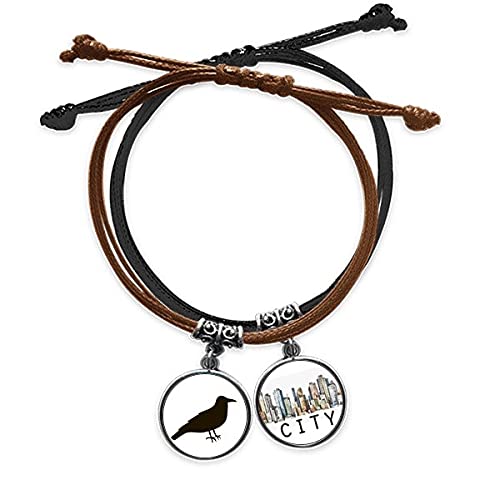 Bracelet corbeau noir mignon chaîne main ajustable en cuir pour éviter les bijoux trop grands