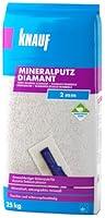Knauf Mineralputz Diamant 2,0-mm Körnung – mineralischer Dekor-Putz, als Decken-, Wand-Belag oder Außen-Putz, kratzfest und witterungsbeständig, Weiß, 25-kg