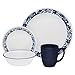 Corelle 3567 Livingware True Blue 16-pc Dinnerware Set, White