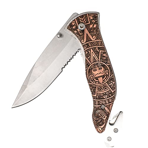 Knife - Aztec Calendar 138 (Double Sided Engraving) #TOP3