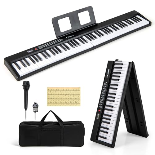 GYMAX 88 Keys Foldable Keyboard Piano, Full-size Digital Piano wi...