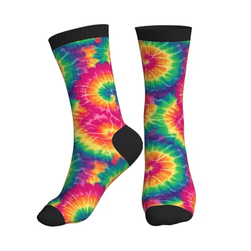 YHTJSZP Tie Dye Slouchy Crew Socks for Men Women Funny Novelty Athletic Long Tube Socks for Soccer Running Hiking Yoga Softball Baseball
