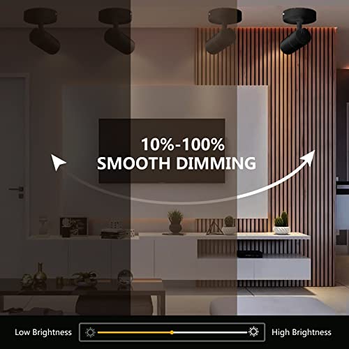 Image of VANoopee 3-Color Zoomable Ceiling Spot Lights Indoor Flush Mount Adjustable LED Ceiling Spotlight Directional Light Fixture Dimmable Accent Light for Picture Art -CRI90 15-60 10W 1000lm Black