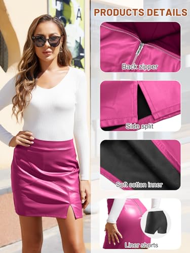 Image of We1Fit Womens Fuax Leather Skirt High Waisted Bodycon Pencil Mini Skirts with Shorts