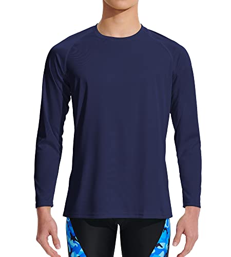 DEVOROPA Boy's UPF 50+ Long Sleeve Rash Guard Swim Shirt Quick Dry Lightweight Swimsuit Youth SPF Fishing Hiking Sun Shirts