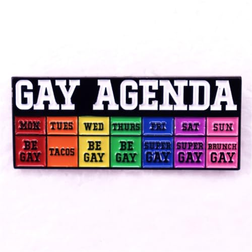 Image of Rainbow Enamel Pin Cartoon Agenda Brooch GAY AGENDA Badge GAY LGBTQ Pride Lapel Pin Shirt Bag Collar Decoration Jewelry Gift For Friends, Green