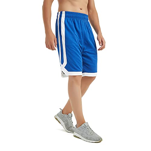 TopTie Men's 7" Mesh Basketball Shorts with Pockets, 2-Tone Active Athletic Shorts, Workout Shorts for Adult-2 Pack Black/Blue-L by TopTie - Image 2