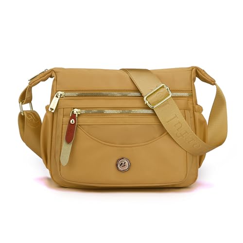 NICOLE & DORIS Women's Cross-body Bags Casual Shoulder Bag Multi Pocket Fashion Satchel Bag Nylon Side Bag Yellow