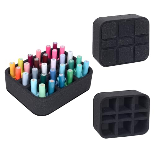 Image of Nail Polish Organizer Holder Foam Pad DIY with 9 Slots for Storage Nail Polish or Essential Oil Tray for Drawers Black