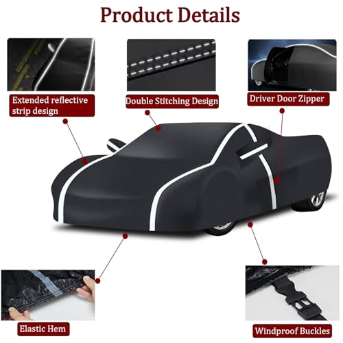 Image of Car Cover Waterproof Fits for 2002-2025 Mini Cooper /Cooper S /Hardtop 2-Door, Upgrade 210T Polyester All Weather Snow Rain Dust Sun UV Protection with Zipper Door Windproof Belt Storage Bag
