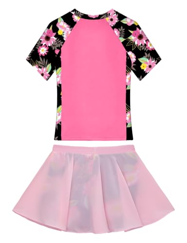 Image of Girls Swimsuit One Piece Bathing Suit Sleeveless Swimwear Matching Skirts for Toddler Kids Swim Surfing