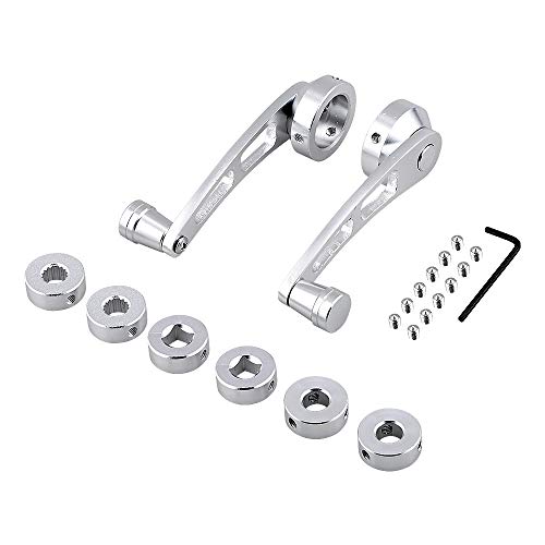 2x Chrome Billet Car Pickup Truck Manual Door Crank Handle Window Winders Set + 3 Adapters