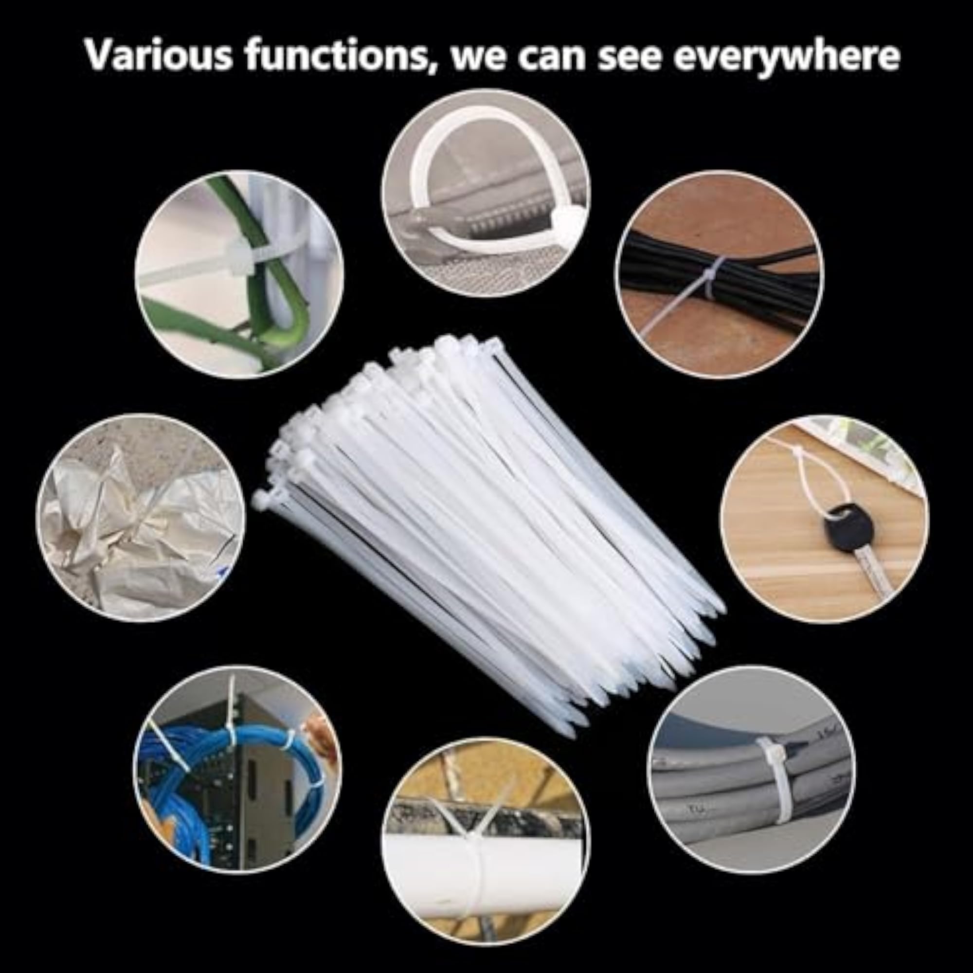 Nylon Self Locking Combo Cable Ties, 4 to 12 Inches