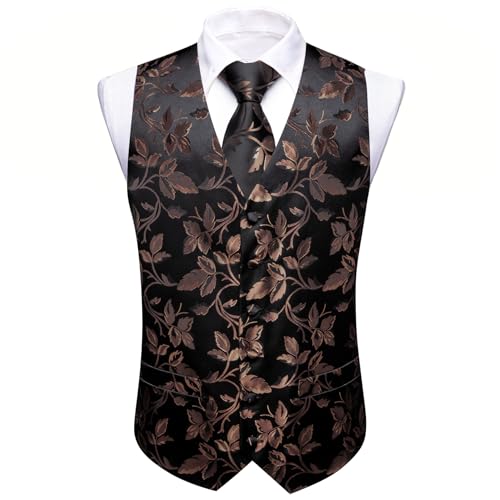 Image of Barry.Wang Formal Men Flower Vest Paisley Jacquard Silk Ties Suit Waistcoat Set Wedding 5PCS