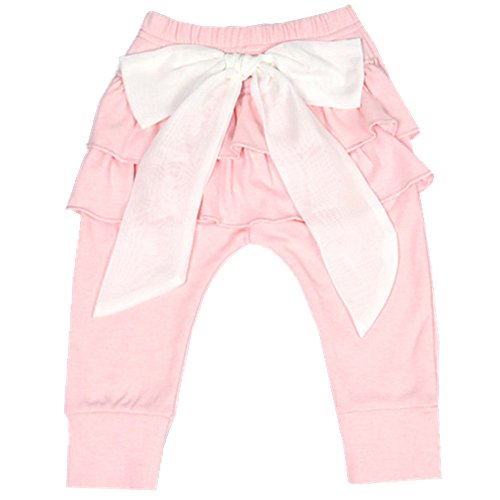 Ding-dong Baby Girls Bowknot Princess Lacework Pants(Pink,3T)