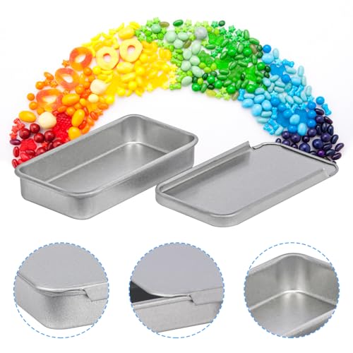 Image of 70 Pack Silver Metal Slide Top Tin Containers, Mini Metal Tin Box with Slide Lid, Empty Lip Balm Containers for DIY Projects, Pills, Candies, Jewelry (2.36 x 1.34 x 0.43 Inch)