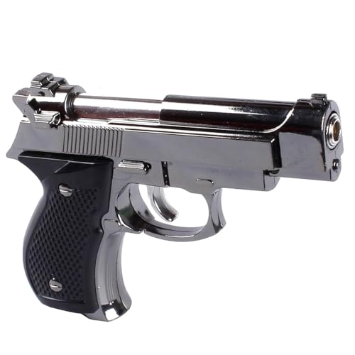 Image of Heavy Metal Full Cock Pistol Gun Lighter with Windproof Flame Gun Design Pocket Size Lighter with Adjustable Flame Feature Pocket Pocket Lighter (Silver)