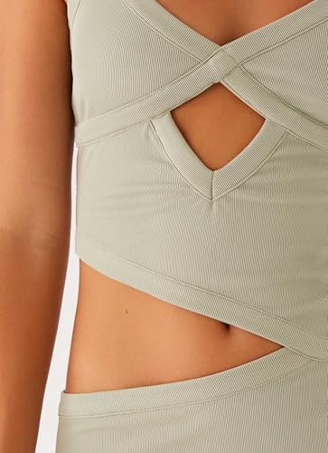 Image of Women Sexy Cutout Mini Dress Spaghetti Strap Backless V-Neck Patchwork Bodycon Short Dress Party Cocktail