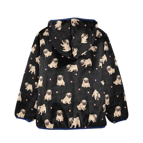 CHIFIGNO Cute Tan Pugs Boys Soft Comfy Sweatshirt Jacket with Polar Fleece Lining 3T2