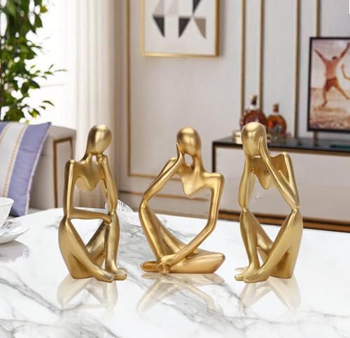 Image of VRB Dec 1 Set for Statue Study Office Desk Decor Showpiece Gift Decoration Accessories Items Decorative Showpeice for Home ((3 pcs Golden Abstract Body Showpiece))