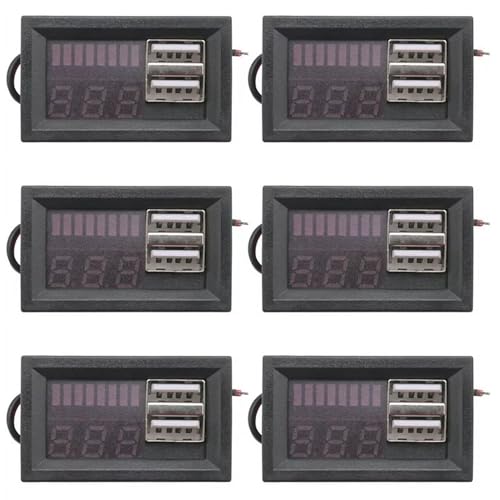Image of ROBOWAY Digital Display Dual USB LED 12V Car Voltmeter Battery Voltage Meter Tester (Pack of 6) - Electronic Component