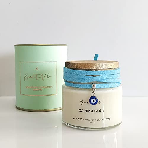 Vela Vegetal Aroma Capim Limão Vidro Og - Bendita Vela