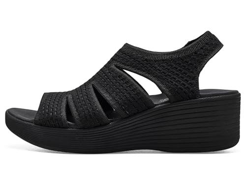 Skechers Skechers Women's PARALLEL LITE - DREAMMAKER, Highshine knit cut out wedge slingback, Black/Black, 5.5M