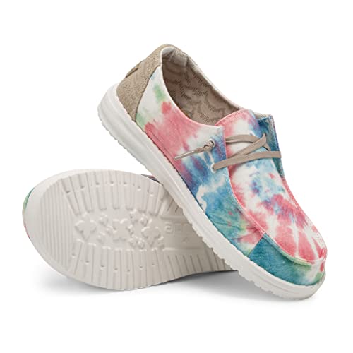 Image of HEYDUDE Women's Wendy Boho Mandala Tie Dye Size 11 | Women's Shoes | Women's Lace Up Loafers | Comfortable & Light-Weight