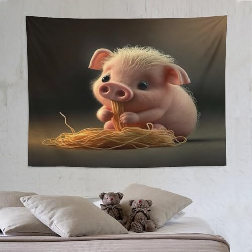 Tenture cochon mignon PAZZK decoration textile pour apporter de la douceur
